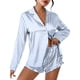 thumbnail image 2 of Ekouaer Womens Satin Pajama Sets Long Sleeve Top and Shorts Lounge Set Button Down Sleepwear, 2 of 5