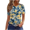 thumbnail image 2 of Uootdi Casual Tees for Women Botanical Leaf Print Crew Neck Short Sleeve Tops Loose Comfy Lightweight Summer Daily Shirts Gift, 2 of 5