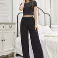 thumbnail image 4 of ebukurty Plus Size Pajama Set for Women 2 Piece Black Short Sleeve Soft Sleepwear, Sizes S-XL, 4 of 6