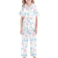 thumbnail image 5 of RTKFRFLM Pajamas For Girls Button Down Pajama Set Casual Print Home Wear 3 Piece Set Sleepwear Loungewear Cute Outfit Pjs Sleepwear Loungewear,Size 12 Years-13 Years, 5 of 5