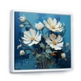 thumbnail image 2 of Designart "Quirky White And Blue Flowers" Flowers Floater Framed Wall Art Living Room, 2 of 5