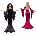 thumbnail image 5 of Witch Cosplay, Witch Costume, Witch Outfit, Witch Roleplay, Witch Cos, Vampire Womens Halloween Costumes Long Sleeves Mortician Costume Wrap Gothic Witch Dress Witchy Dress, Black L, 5 of 5