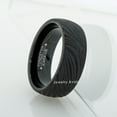 thumbnail image 4 of 8mm Black IP Dome Tungsten Ring, Comfort Fit Tungsten Wedding Band, Mokume Gane Effect Design Ring JATN603Ns8.5, 4 of 6
