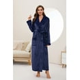 thumbnail image 6 of HEARTNICE Womens Long Fleece Robe Soft Plush Robes for Women Warm Bathrobes Comfy House Coat Full-length（Navy, Large-X-Large）, 6 of 6