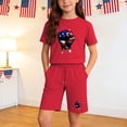 thumbnail image 2 of Afuyipoi Boys Girls Independence Day 2-Piece Lounge Set (4-14 Years) Soft Cotton Short Sleeve Flag Print Top and Active Shorts Red 7/8, 2 of 8