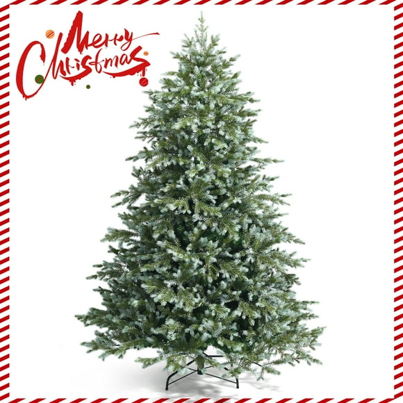 Patiojoy 7ft Evergreen Artificial Christmas Tree, Mixed PE & PVC Tree Metal Stand Included, Unlit Xmas Tree for Holiday Festival