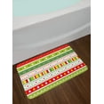 thumbnail image 2 of Christmas Bath Mat, Traditional Winter Seasonal Borders Stars Bells Trees Stripes Print, Plush Bathroom Decor Mat with Non Slip Backing, 29.5" X 17.5", Lime Green, 2 of 2