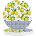 thumbnail image 1 of POGLIP Summer Fresh Yellow Lemon Flower Pattern Set of 6 Car Coaster for Drinks, Absorbent Ceramic Stone Coasters Cup Mat with Cork Base for Home Kitchen Room Coffee Table Bar Decor, 1 of 5