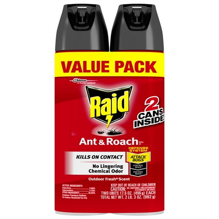 Raid Ant & Roach Killer, Outdoor Fresh 17.5 oz, 2 ct