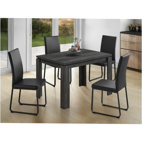 JERFIT 48 inch Modern Dining Table for 4, Black Reclaimed Wood Look, Rectangular Kitchen Table with Block Legs for Small Space