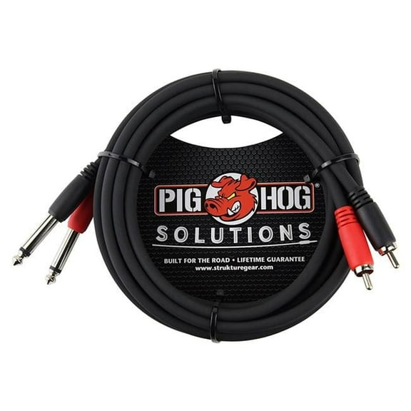 Pig Hog  10 ft. Dual RCA Male to Dual 0.25 in. Mono Male Dual Cable