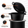 thumbnail image 6 of KICHLY Cast Iron Dutch Oven with Dual Purpose Skillet Lid, 5.QT Cast Iron Pot with 10.6 in Griddle Pan, Pre-Seasoned Heavy Duty Pot, 6 of 7