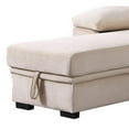 thumbnail image 4 of Exie 98 Inch 2 Piece Sectional Sofa, Pull Out Bed, Storage, Beige Velvet- Saltoro Sherpi, 4 of 5