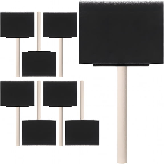 CCOCC Foam Paint Brushes with Wood Handle, Sponge Brushes for Painting, Black, 4 Inch, 8 Pack