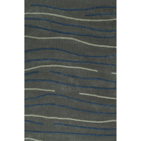 Addison Stripe - Addison Rugs Addison Chase Modern Stripe Steel/Blue Plush Area Rug (3'6 x 5'6)