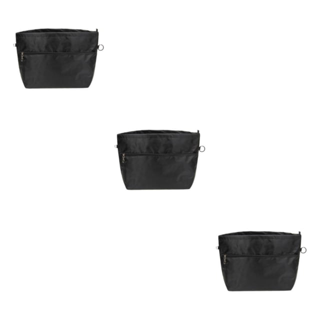 Destyer Insert Handbag With Zip Closure And Key Chain Ring On Go High Capacity Expandable Liner Bag Black & Tall 32*14*26cm 3Set