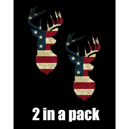 Pack Laser Stickers Flag Design - Laptop Sticker #2 Deer hunting American Flag theme skin decal sticker (2 in a pack)