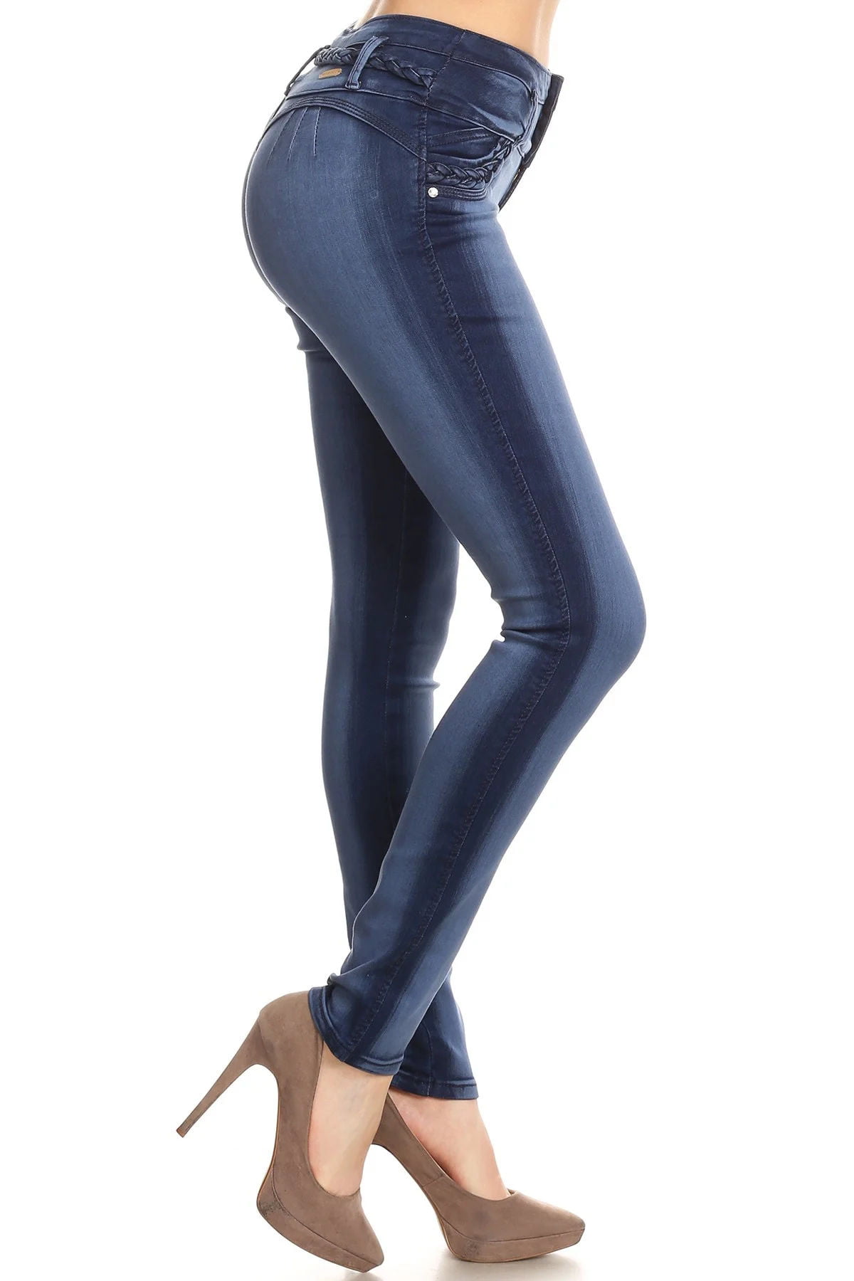 Push Up Women’s Juniors Colombian Design Butt Lift Skinny Jeans Mid Waist 