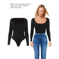 thumbnail image 3 of PULLIMORE Women's Square Neck Long Sleeve Tops Stretchy Slim Fit Sexy Bodysuit Jumpsuit, 3 of 9