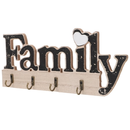 CRILSTYLEO Black Wooden Wall-Mounted Key Holder Hook Decorative Key Storage Hanger for Home Organization