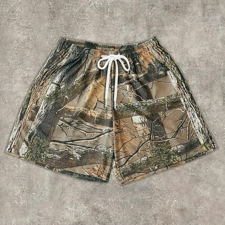 Mlqidk Mens Camo Shorts Hunting Tree Camo Sweatpants Quick Drying