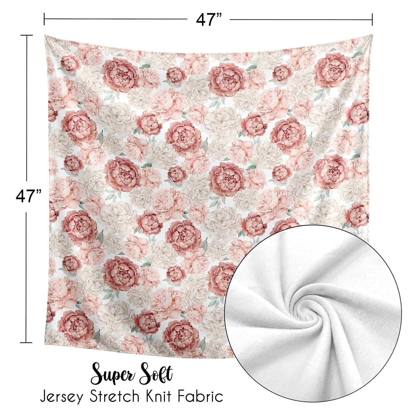 Sweet Jojo Designs Peony Floral Garden Pink and Ivory Swaddle Blanket