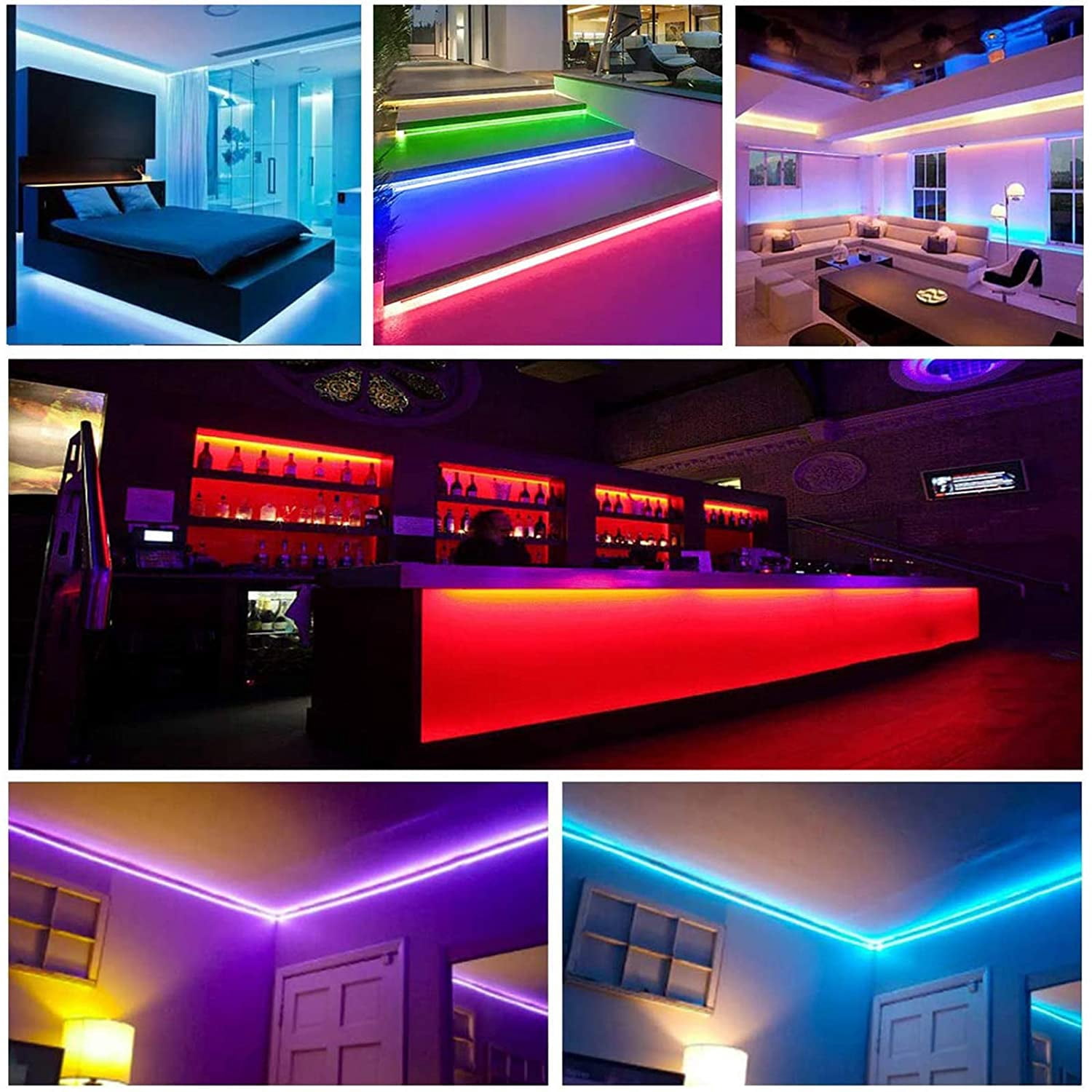 50FT LED Strip Lights,Smart Music sync LED Strip Lights,Bluetooth led Strip Lights,5050 SMD LED Color Changing Lights， RGB LED Strip Light for Bedroom，Kitchen，Party，Home Decoration