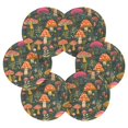 thumbnail image 7 of Yayeee 6 PCS Drink Coasters with Holder Set Woven Absorbent Round Tabletop Hot Pad, Orange Mushroom, 7 of 7