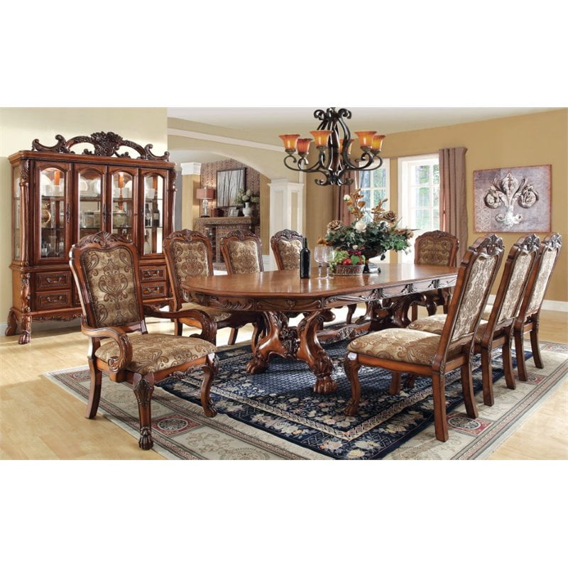 9 Piece Dining Set In Antique Oak, Antique Solid Oak Dining Room Chairs