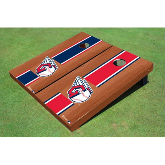 Cleveland Guardians Ball Rosewood Alternating Long Stripe Cornhole Boards