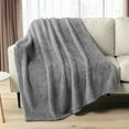 thumbnail image 3 of PAVILIA Sherpa Throw Blanket For Couch Sofa, Grey Fluffy Warm Plush Blanket for Bed, Cozy Super Soft Lightweight Throw, Fuzzy Decorative Blanket, All Season Home, 50x60, 3 of 9
