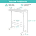 thumbnail image 3 of Small Portable Rolling Standing Desk - 32 Inch Adjustable Height Mobile Teacher Podium on Wheels for Classroom, Stand Up Desks for Treadmill Walking Pad, Couch Sofa Side Laptop Table, Black, 3 of 10