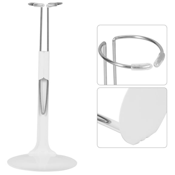 OUNONA Adjustable White Metal Display Stand with Stable Base for Collectible Dolls, Action Figures, Figurines, and Decorative Items