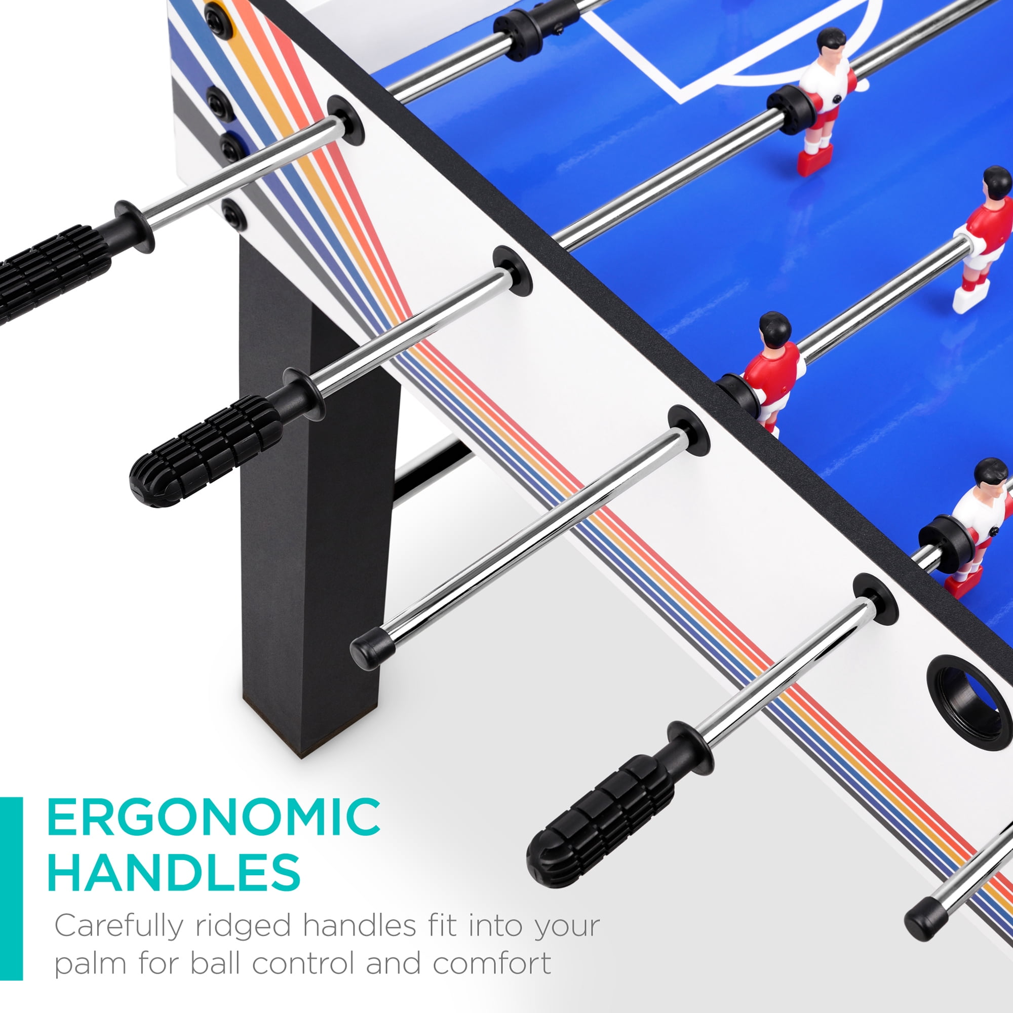 Best Choice Products 48in Competition Sized Foosball Table for Home, Game Room w/ 2 Balls, 2 Cup Holders - Blue/White