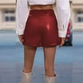 thumbnail image 3 of Mawalde Leather Skirts for Women High Waisted PU Leather Shorts Elastic Waist Ruched Wrap Skirt Wine Red L, 3 of 6