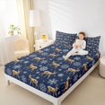 thumbnail image 3 of Castle Fairy Cute Watercolor Winter Deer King Sheets 4pcs,Snowflake Stars Print Bedding,Brown White,1 Fitted Sheet, 1 Flat Sheet and 2 Pillowcases, 3 of 6