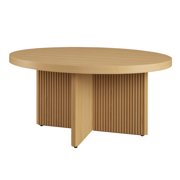Lillian Fluted Coffee Table, Natural Pine Finish 36” Dia x 17” H Package dimensions: 40.2" W x 40.2"D x 5.12"H Assembled weight: 46.3 lbs Maximum load weight: 75 lbs.