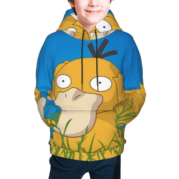 Psyduck Youth Cartoon Hoodie Fashion Long Sleeve Kids Pullover Coat Casual Hoody Hooded Sweatshirts for Boys Girls