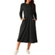 thumbnail image 1 of Vestidos de Otoño para Mujeres INSPIRE CHIC de Manga Larga, Cuello Redondo, Tejido A-Line, Casual, Midi, Color Negro, 1 of 5