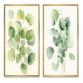 thumbnail image 2 of Designart "Minimalistic Eucalyptus Essence in White and Green VI" Floral Framed Wall Art Set Of 2 - White Floral Framed Canvas Set For Living Room Decor, 2 of 7