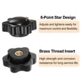 thumbnail image 4 of 12 Pieces Star Knobs M4 Thread 25mm 6-Point Head Brass Insert Non-Through Hole Threaded Hand Knob Black, 4 of 6