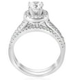 thumbnail image 3 of Pompeii 1ct Halo Diamond Engagement Ring Set Split Shank Bridal Wedding 14K White Gold, 3 of 4