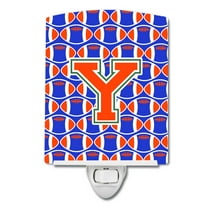 Caroline's Treasures CJ1083-YCNL Letter Y Football Green, Blue and Orange Ceramic Night Light, 6x4x3", multicolor