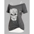 thumbnail image 2 of Top de Talla Extra de Ganchillo de Cráneo con Nudo de Calavera Rosegal  Camisetas tallas grandes, 2 of 5