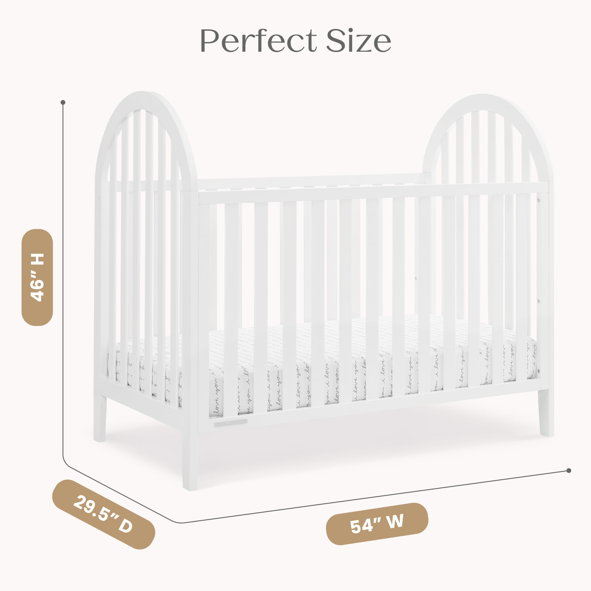 Delta Children Milano 4-in-1 Convertible Crib - Greenguard Gold Certified, Bianca White