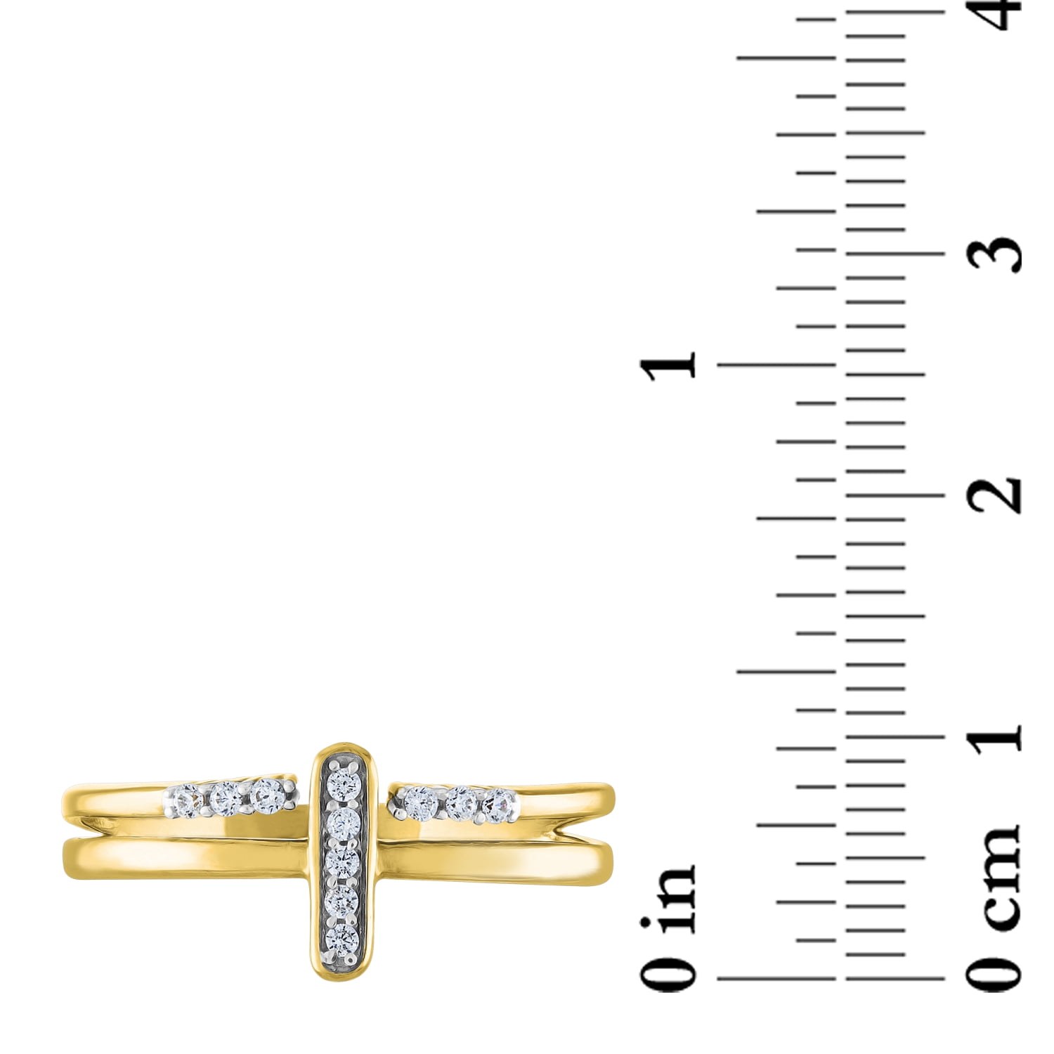 Brilliance Fine Jewelry 1/10 cttw Diamond Fashion Stack Ring Sterling Silver 14K Yellow Gold Plated