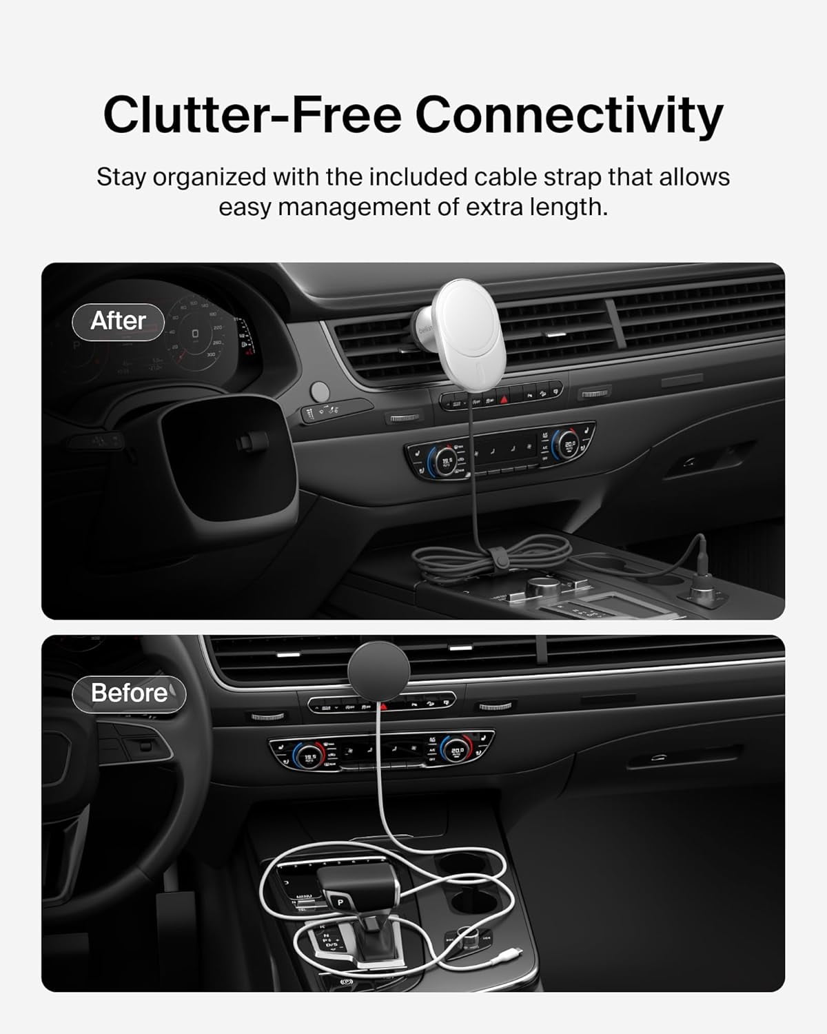Open Box Belkin Wireless Car Charger 15W - MagSafe-Compatible Magnetic iPhone Charger - Qi2 Wireless Charger, Magnetic Car Vent Phone Mount for iPhone 16, iPhone 15, iPhone 14, 13, 12 Series - Grey