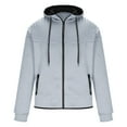 thumbnail image 4 of Htigea Fashionable Men's Solid Color Long Seeved Full Zip Hooded Casual Sweatshirt Jacket Gray,XXXL, 4 of 6