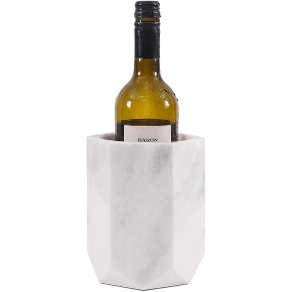 Elborse Marble Wine Chiller Bucket 6.5 inches White Handmade Beverage Cooler and Champagne bucket for Bar Accessories, Ideal Wine Bottle Holder and Small Cooler for Home Decoration
