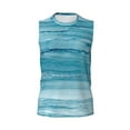 thumbnail image 6 of Lsque Teal Turquoise Fluid Stripes Print Men's Cotton Blend Sleeveless Muscle Shirts (S-3XL)- Moisture Wicking, Odor Protection, UPF 30+,Medium, 6 of 8